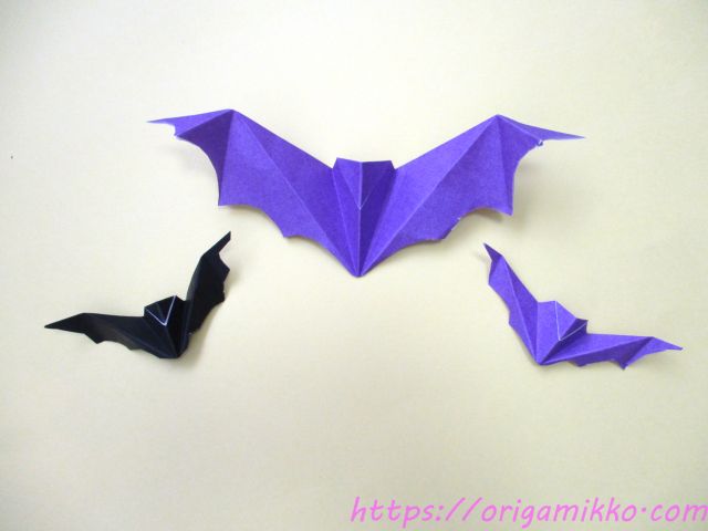 折り紙でハロウィンのコウモリの折り方 立体で簡単な作り方はこれ おりがみっこ