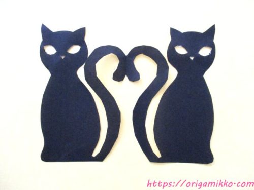 ハロウィン 黒猫の切り絵 折り紙で簡単に子供でも作れます 保育園児にもオススメ おりがみっこ