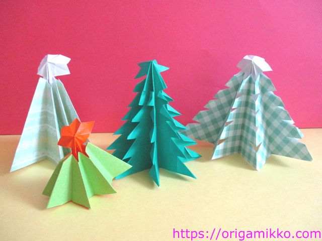 折り紙でクリスマスツリーの立体の折り方 簡単にかわいいツリーが完成