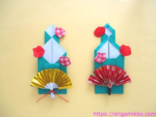 正月の折り紙 門松を簡単に折り紙1枚でかわいく作れます 梅も付けてオシャレに おりがみっこ