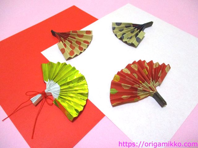 折り紙で扇子の簡単な作り方 正月飾りやひな祭りにもオススメ おりがみっこ