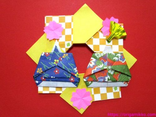 折り紙でひな祭りのリースの作り方 簡単に子どもで可愛く作れます