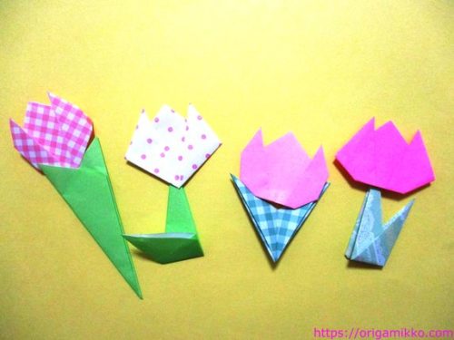 チューリップの折り紙 春の花の折り方 簡単に幼児でも作れます 3月 4月の保育の製作にもおすすめ おりがみっこ