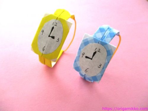 折り紙で時計の簡単な作り方 輪ゴムで調節出来て父の日のプレゼントにも おりがみっこ