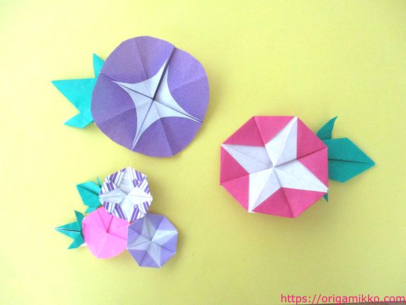 朝顔の折り紙の作り方 簡単に子どもでも折れる折り方2種類