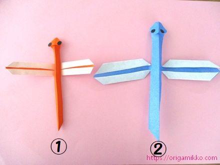 折り紙でトンボの簡単な折り方 幼稚園や保育園児でも立体に作れます おりがみっこ