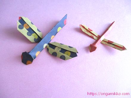 折り紙でトンボの簡単な折り方 幼稚園や保育園児でも立体に作れます おりがみっこ