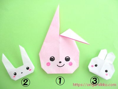 うさぎの折り紙 簡単で２歳 3歳 4歳 5歳児の幼稚園の子供でも平面の可愛いウサギの顔が作れます 9月の飾り付けにも おりがみっこ